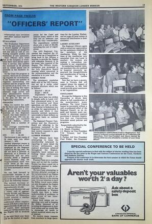   The Western Canadian Lumber Worker, Vol. XLI No. 8, Sep. 1973   , page 13