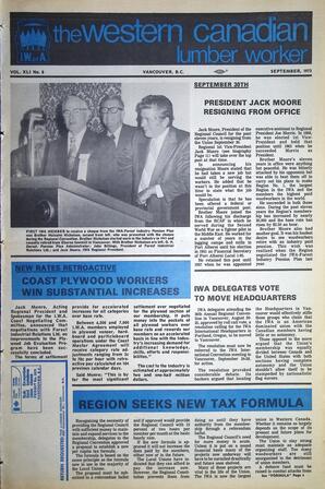   The Western Canadian Lumber Worker, Vol. XLI No. 8, Sep. 1973   , page 1