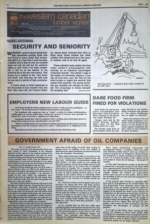   The Western Canadian Lumber Worker, Vol. XLI No. 5, May 1973   , page 12