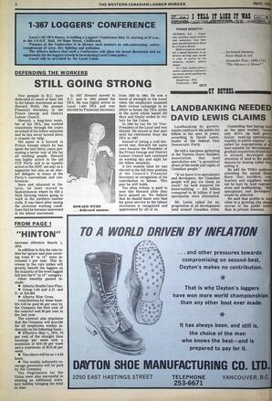   The Western Canadian Lumber Worker, Vol. XLI No. 4, Apr. 1973   , page 2