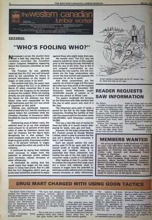   The Western Canadian Lumber Worker, Vol. XLI No. 3, Mar. 1973   , page 12