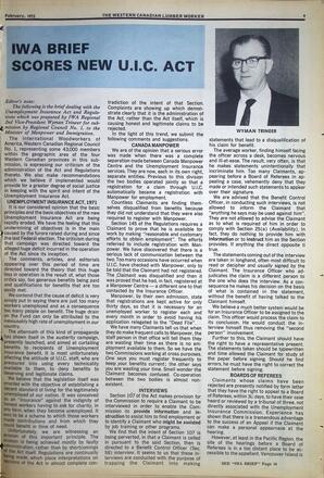   The Western Canadian Lumber Worker, Vol. XLI No. 2, Feb. 1973   , page 9