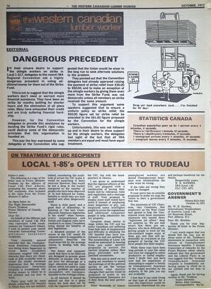   The Western Canadian Lumber Worker, Vol. XL No. 6, Oct. 1972   , page 16