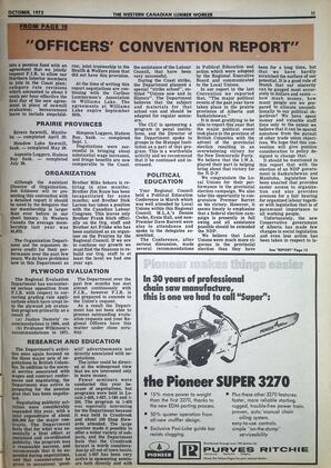   The Western Canadian Lumber Worker, Vol. XL No. 6, Oct. 1972   , page 11