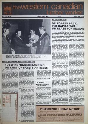   The Western Canadian Lumber Worker, Vol. XL No. 6, Oct. 1972   , page 1