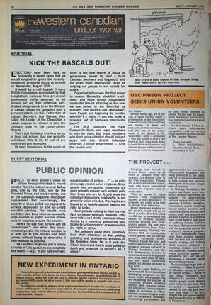   The Western Canadian Lumber Worker, Vol. XL No. 4, Jul.-Aug. 1972   , page 20