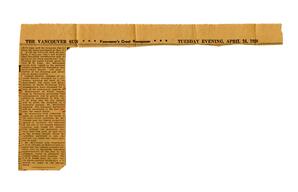 Vancouver Sun newspaper clipping, [no title]: 24-Apr-28