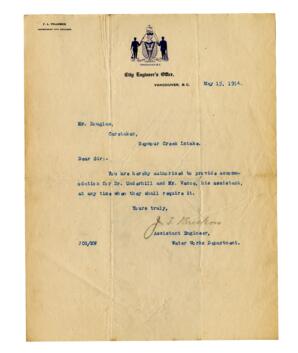 Letter to Mr. Douglas, from J. Brecken: 15-May-14