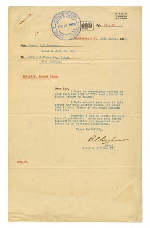 Letter to Vance, from Lieut. R.C. Buchanan: 19-Apr-18