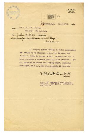 Letter to Vance from Lieut. P. Elliott Turnbull: 25-Mar-16