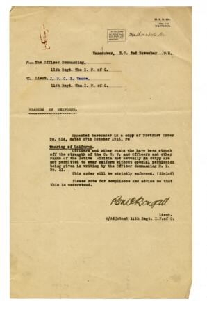 Letter to Vance from Lieut. P. Elliott Turnbull: 02-Nov-16