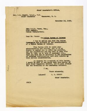 Letter to Vance, from G.E. Edgett: 17-Nov-32
