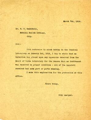 Letter from Vance to F.T. Underhill: 07-Mar-16