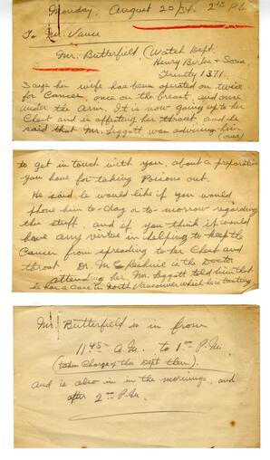 Phone message from Mr. Butterfield for Vance: 20-Aug-34