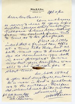 Letter from William Dixon to Vance: 05-Apr-60