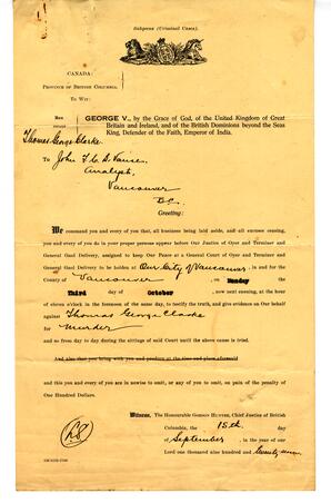 Criminal Cases Subpoena: 15-Sep-27
