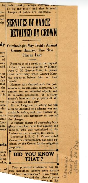 Nanaimo Free Press newspaper: 20-Jul-34