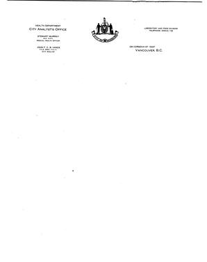 City Analyst's Office blank letterhead: [19--]