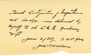 Vance note on certificates of inspection: 02-Jun-39