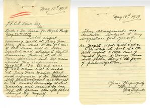 Inspection letter to Vance from V. Enman, Food Inspector, Health Department: 18-May-39