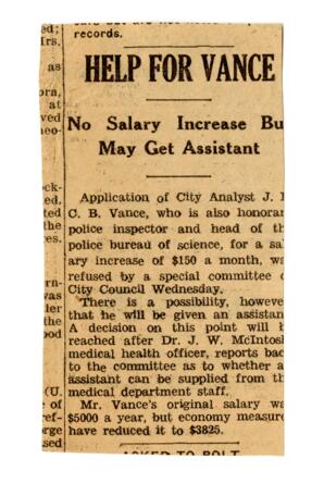 Newspaper article [source unknown]: [19--]
