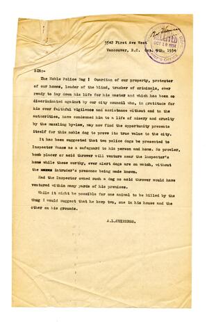Letter to VPD from A.L. Guinness: 09-Oct-34