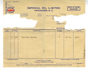 Imperial Oil invoice: [19--]
