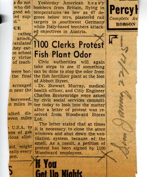 Vancouver Sun newspaper article: 22-Jan-45