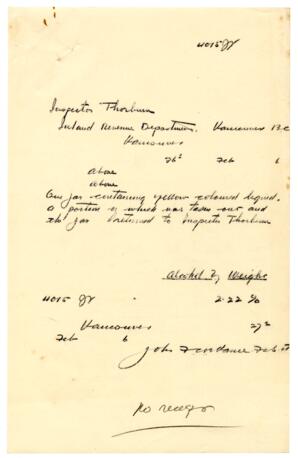 Letter to Inspector Thornburn, Inland Revenue Department, Vancouver from Vance: 26-Feb-26