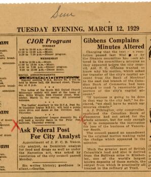 Sun newspaper clipping: 12-Mar-29