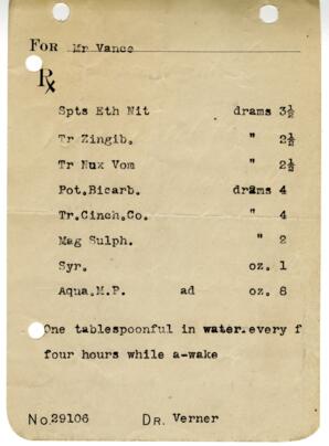 Prescription for J. Vance: [19--]