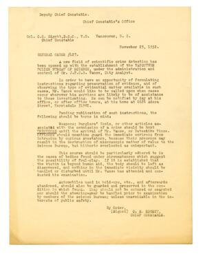 Chief Constables Office, General Order #127: 25-Nov-32