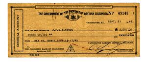 Cheque #49143 for payment of services.: 01-Sep-43