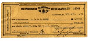 Cheque #35768 for payment of services.: 12-Apr-43