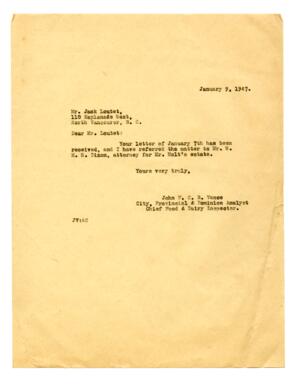 Letter to Jack Loutet from Vance: 09-Jan-47