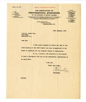 Letter to Vance from E.A. Wheatley: 16-Jan-28