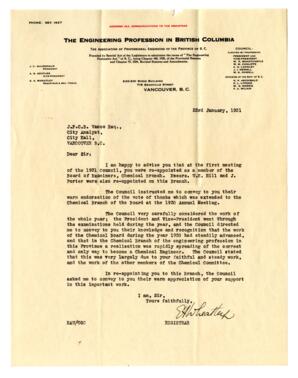 Letter to Vance from E.A. Wheatley: 23-Jan-31