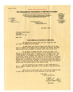 Letter to Vance from E.A. Wheatley: 06-May-30