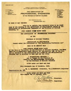 Certificate of Registration from The Association of Professional Engineers: 16-Dec-20