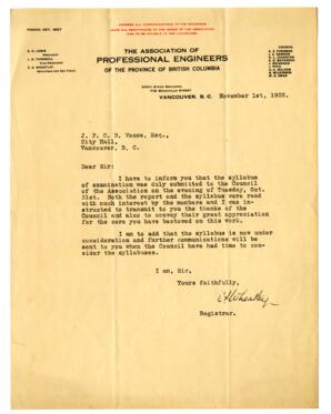 Letter to Vance from E.A. Wheatley: 01-Nov-22