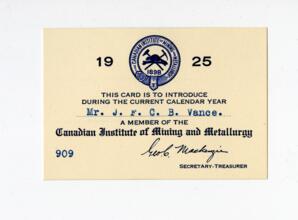Canadian Institute of Mining and Metallurgy membership card: 01-Jan-25