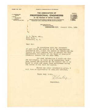 Letter to Vance from the Association of Professional Engineers of BC: 18-Jan-24