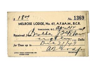 Melrose Lodge No. 67 membership card: 14-Apr-49