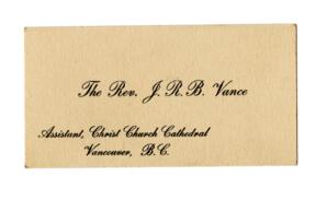 The Rev. Vance's Church Card: [19--]