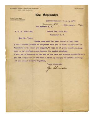 Letter to Vance from Geo. Hannanay: [190-]-08-25
