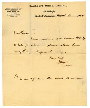 Letter to Vance from [undecipherable]: 07-Aug-05