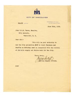 Letter to Vance, from J.W. Mclntosh: 22-Jun-33