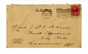 Envelope to Lieut. J.F.C.B. Vance: 31-May-16