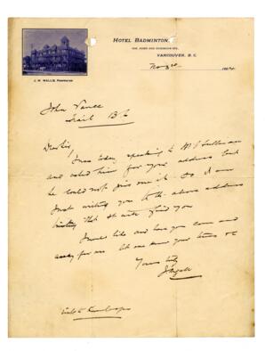 Letter to Vance from J.W. Wallis: 03-Nov-04