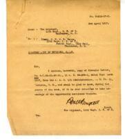 Letters to/from Vance and 11th Regiment, The Irish Fusiliers of Canada